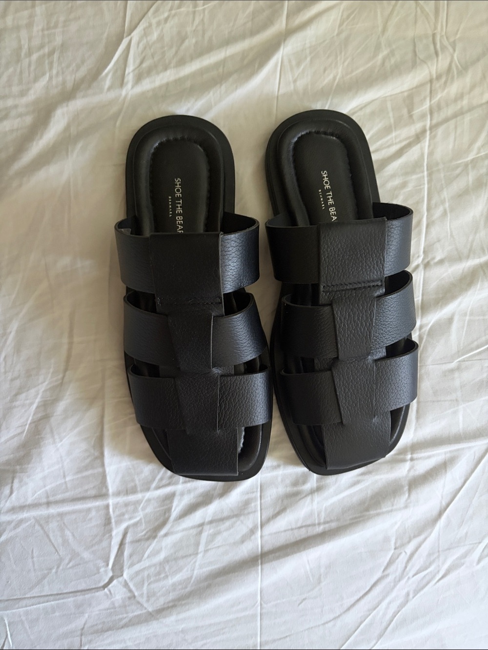 Women’s Black Woven Slidey Sandals